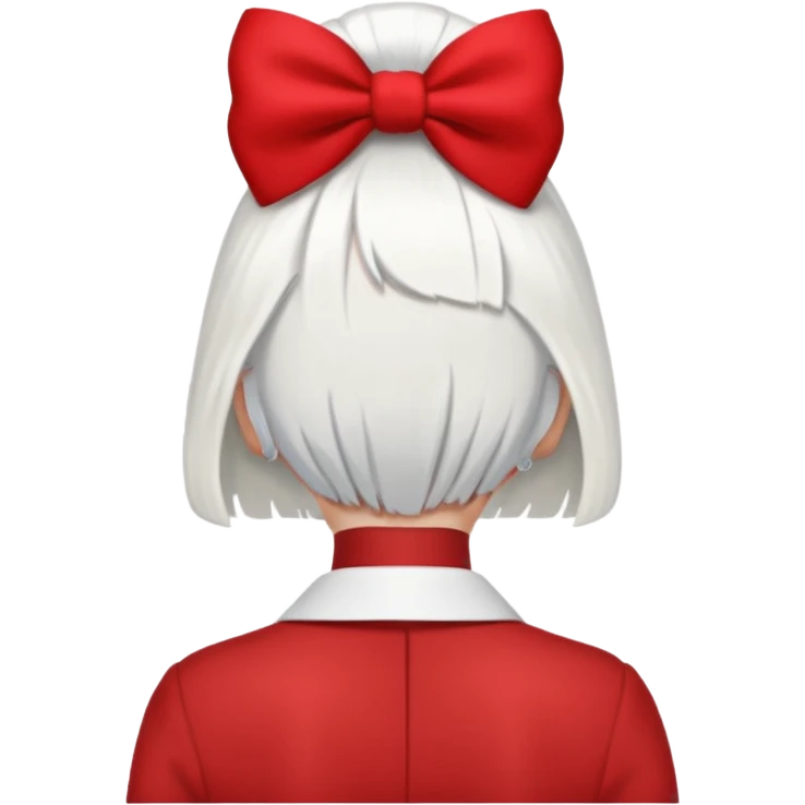 back view of white hair with red bow emoji