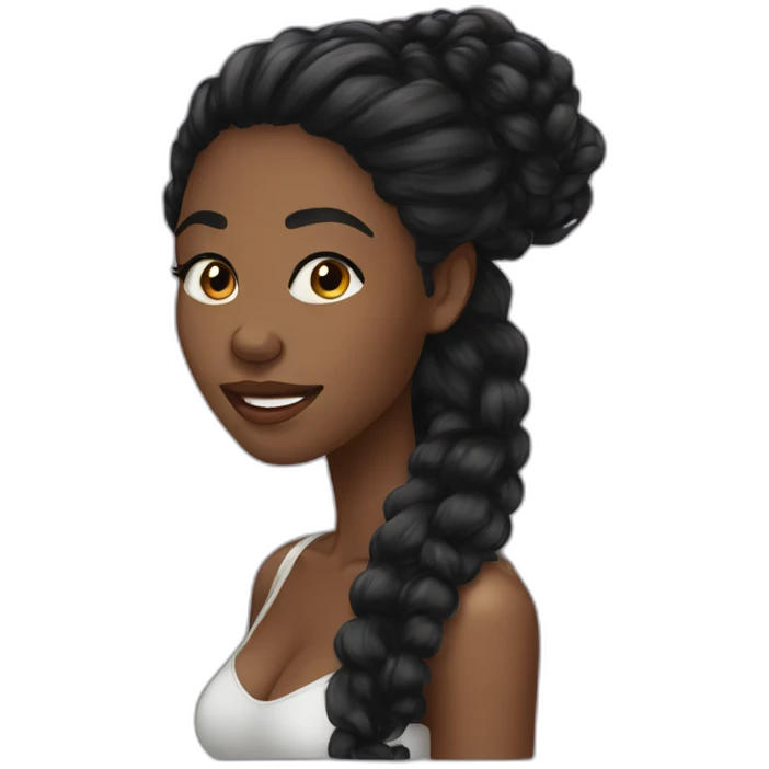 Beautiful Black women long kinky hair emoji