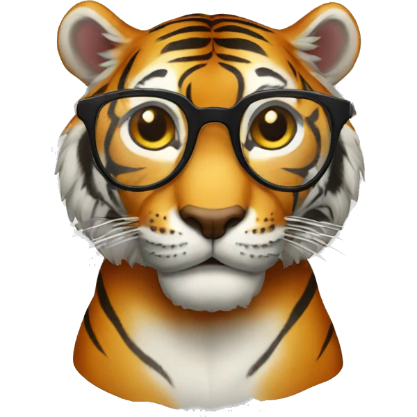 tiger with glasses emoji