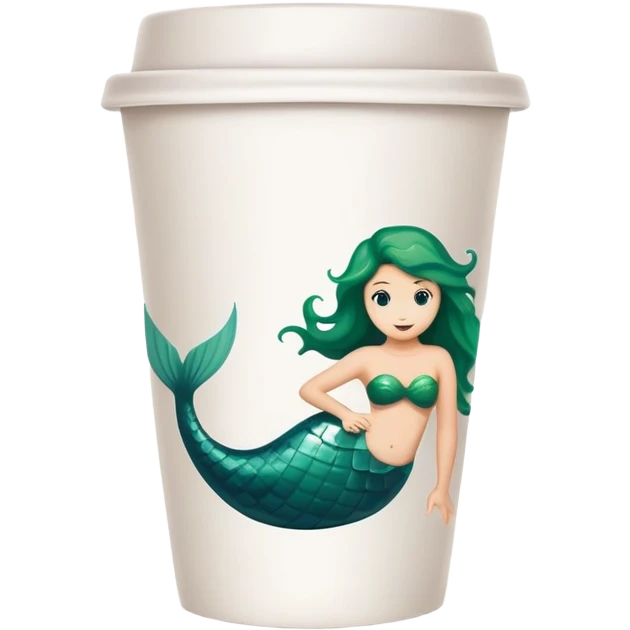 Starbucks coffee cup with green mermaid logo emoji