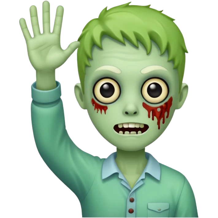 Cute funny zombie waves Hello emoji