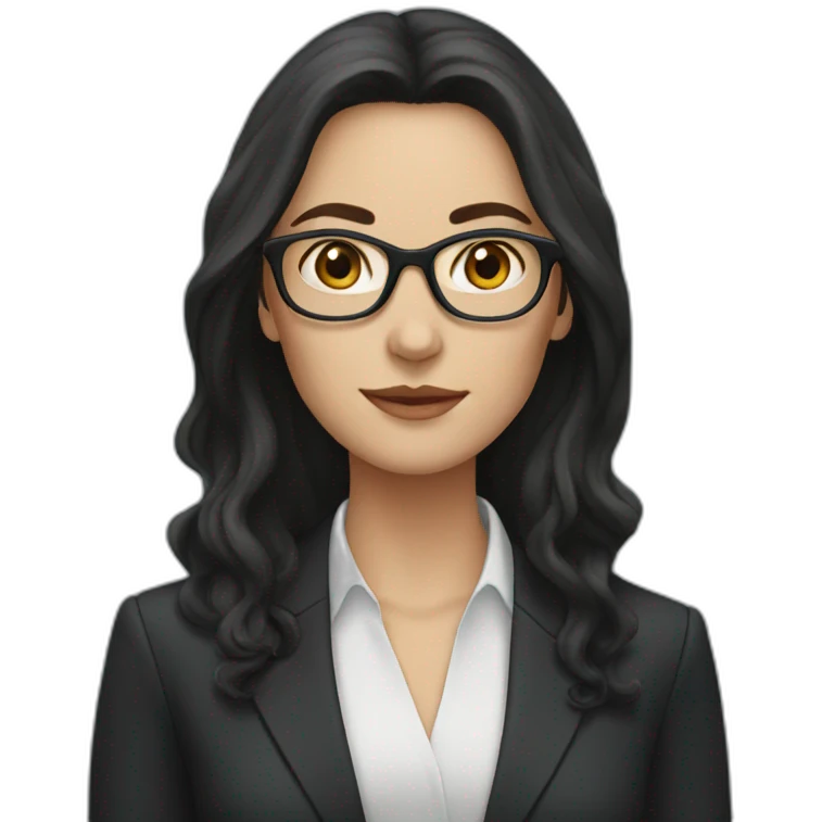 white woman with glasses and long dark hair wearing a suit emoji