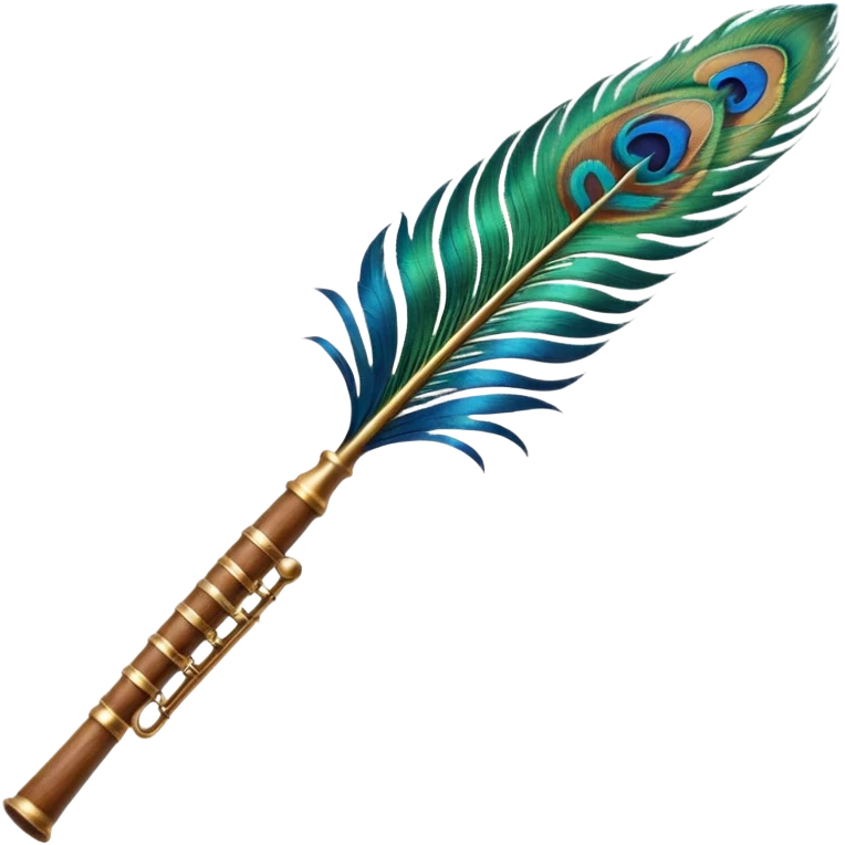 Small and single Peacock feather and flute like horizontal emoji