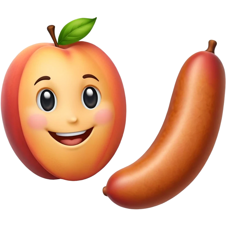 A peach meets with his friend a sausage  emoji