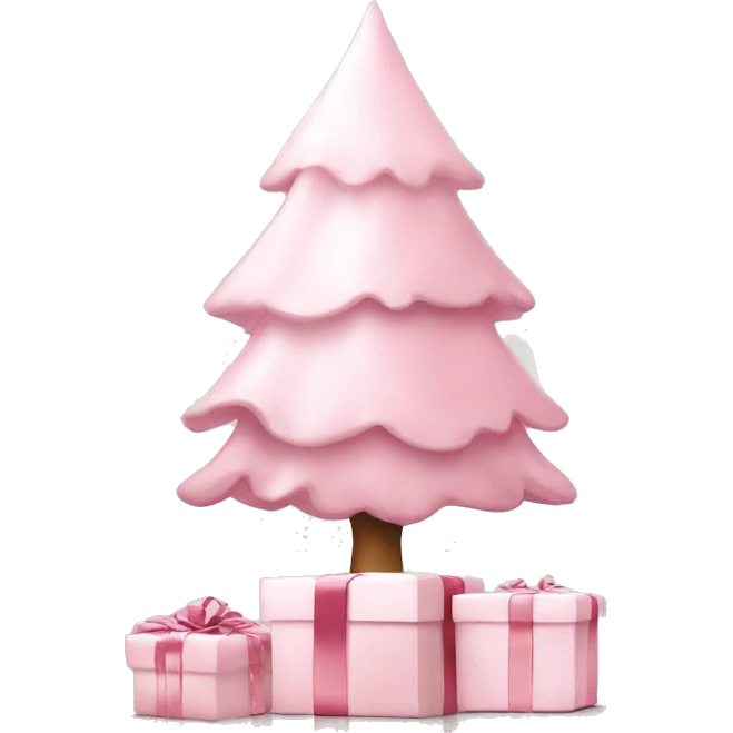 Light pink Christmas gifts under a white Christmas tree  emoji