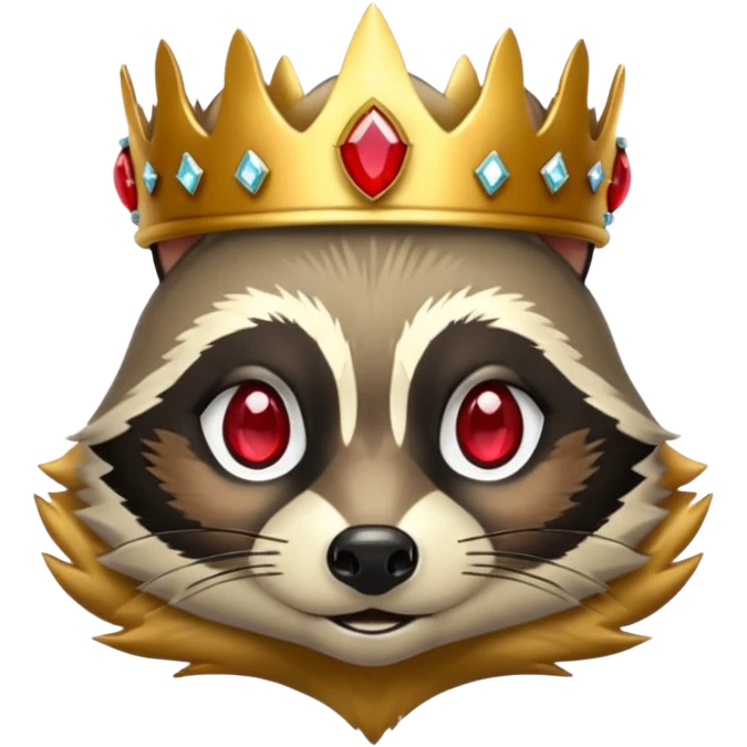 Gold Racoon with gold with red jewelled crown emoji