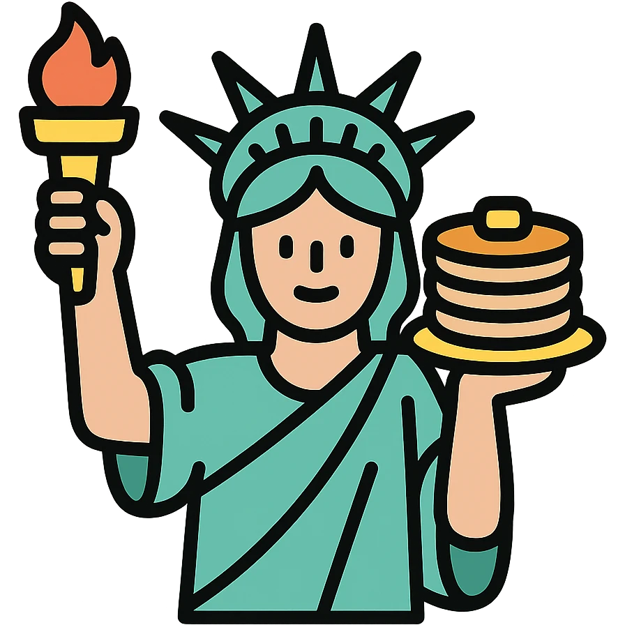 Statue of Liberty holding a stack of pancakes icon emoji