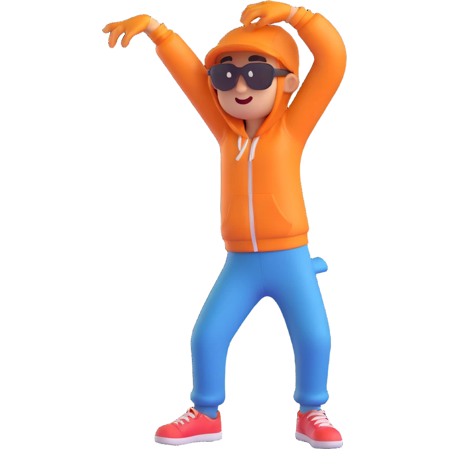 character dabbing, expressive and fun emoji