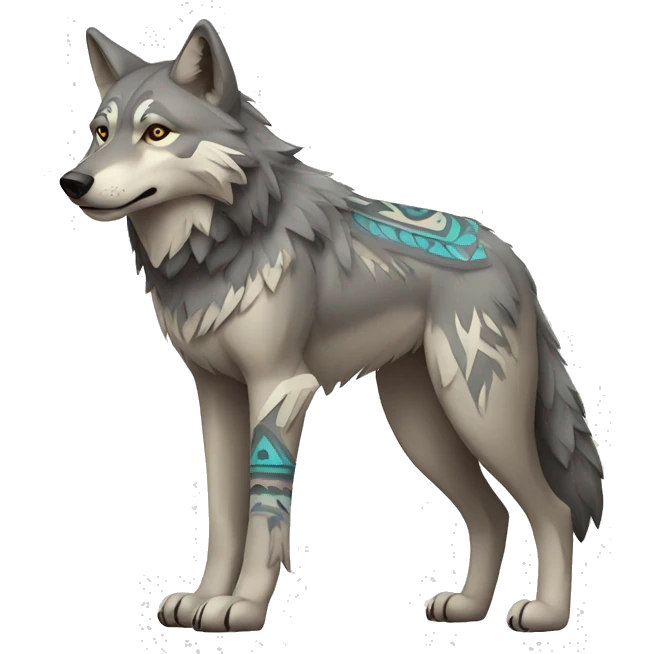 Wolf With Tribal Markings Full Body emoji