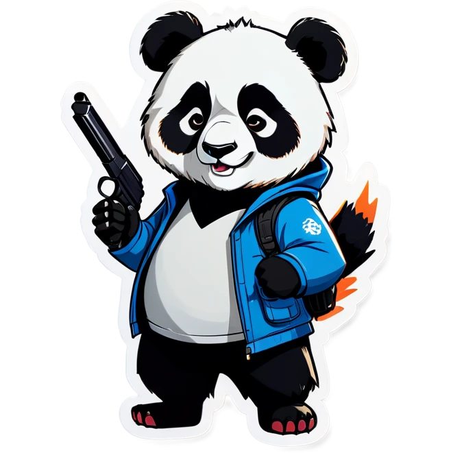 Entry Panda holding a gun emoji