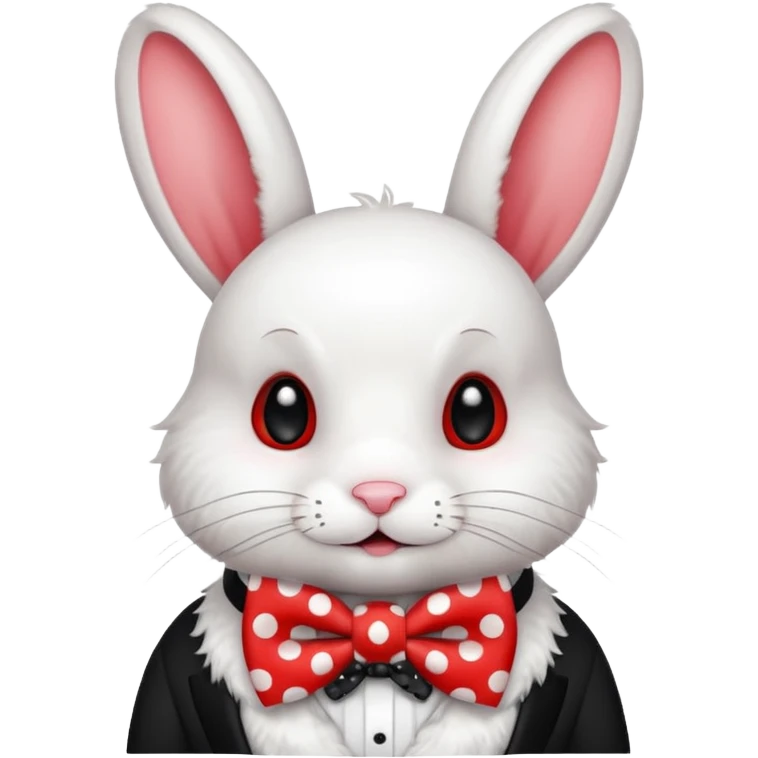 Fluffy rabbit with polka-dot bow tie emoji