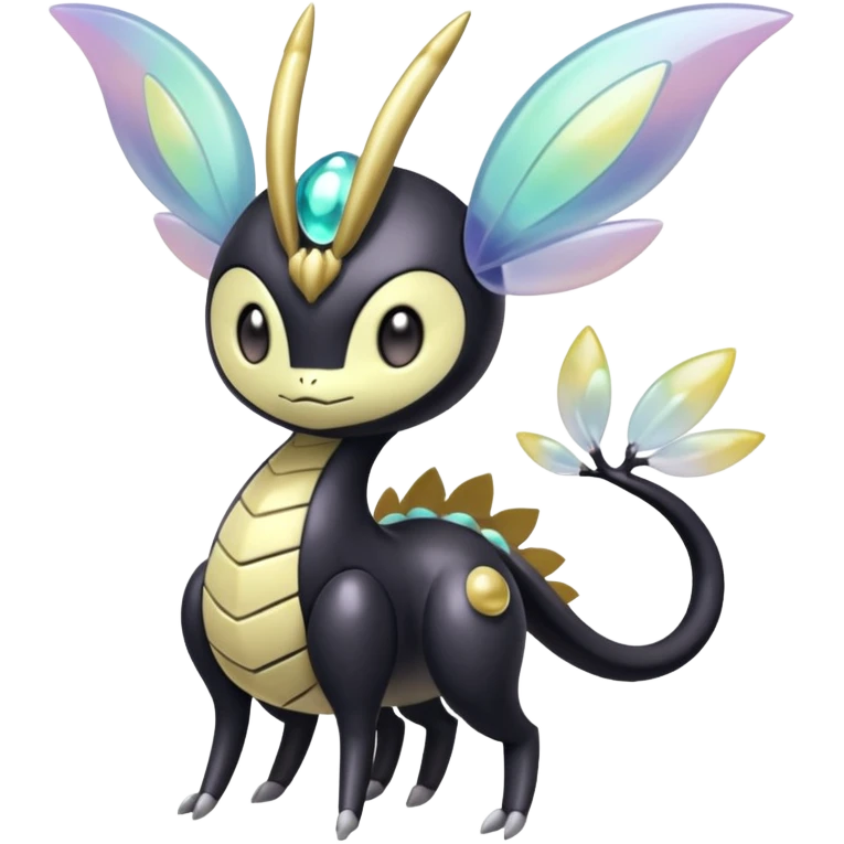 Shiny glossy melanistic oily pastel white bright Meloetta-Giratina-Noibat-Pokémon-Fakémon-fusion-hybrid-creature emoji