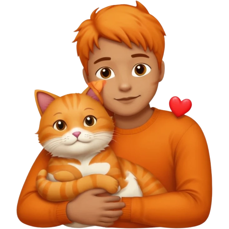 a man hugging a cat with hearts emoji