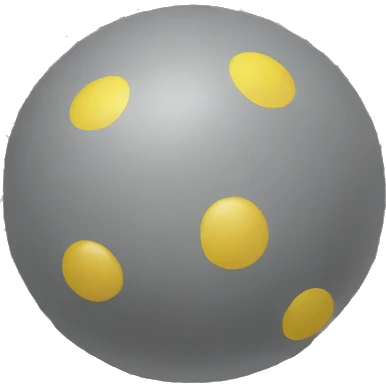 black rubber ball with two yellow dots emoji