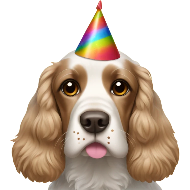 cocker spaniel with party hat emoji