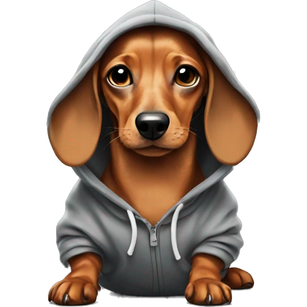 Dachshund wearing a hoodie emoji