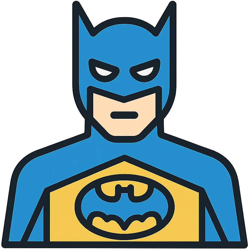 Batman icon, stylized with sharp lines and geometric shapes, modern look emoji