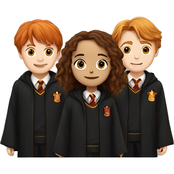 Harry Potter with Hermione Granger and Ron Weasley emoji