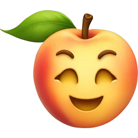 ios peach fruit emoji with smiling face emoji