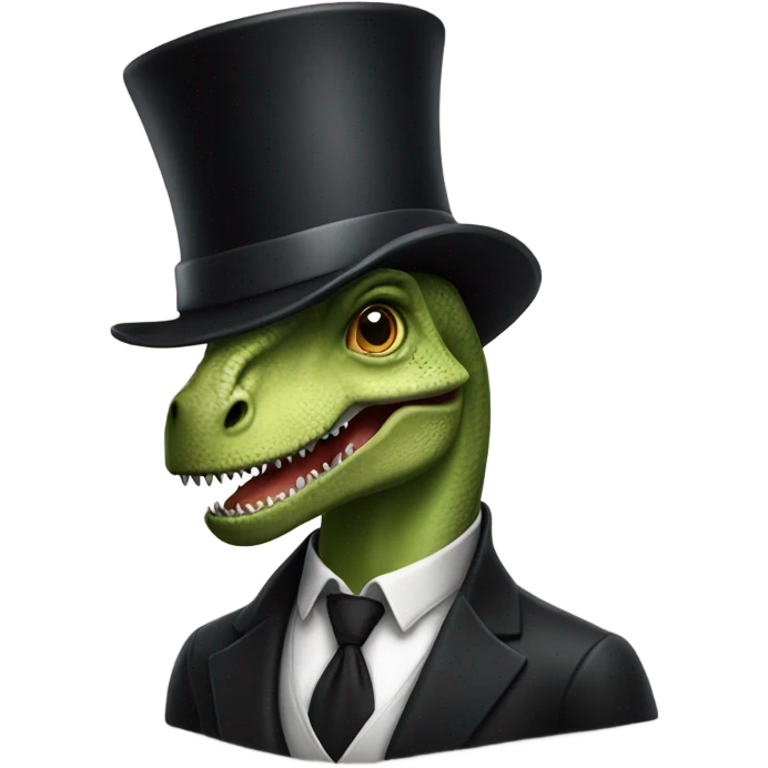 Dinosaur with top hat emoji