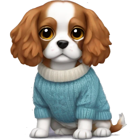 Little dog cavalier with sweater emoji