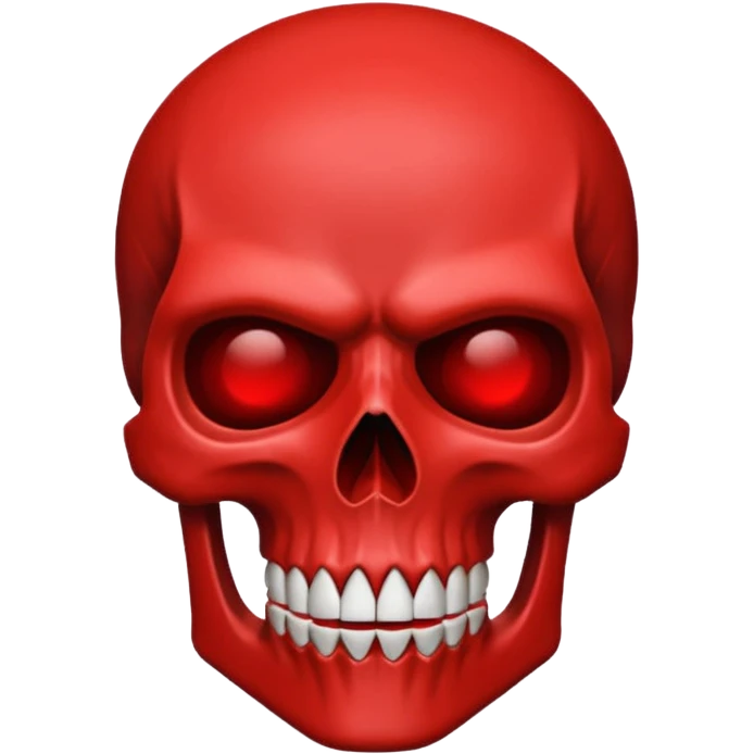 The image features a stylized red skull against a black background.
The image is composed primarily of two colors: a vibrant red for the skull and a deep black for the background. The skull occupies a large portion of the image and is drawn in a minimalist style, almost like a silhouette.  emoji