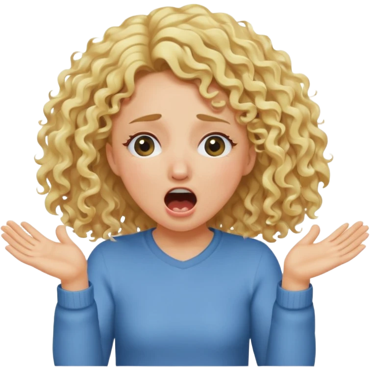 Emoji di ragazza bionda riccia che urla e mette una mano ben aperta in faccia davanti gli occhi emoji