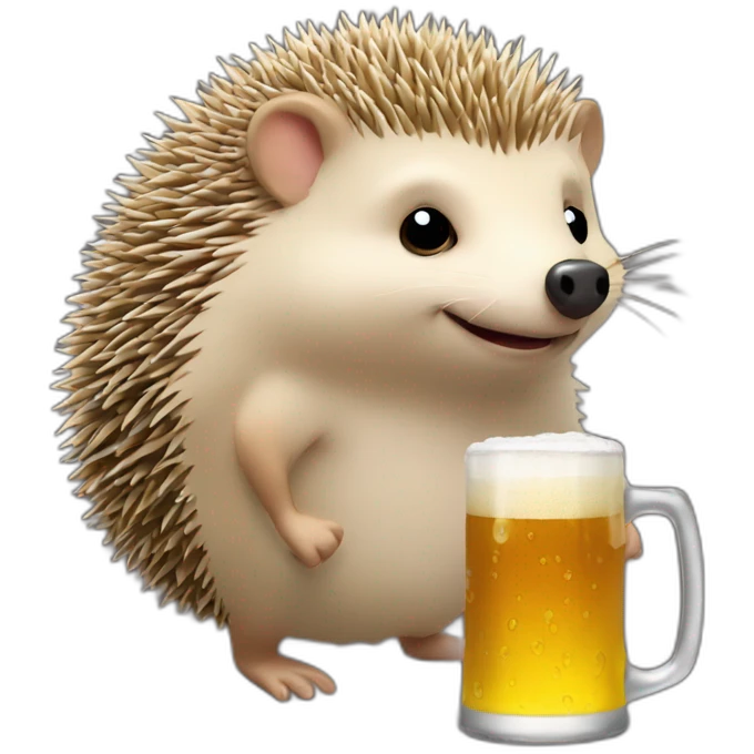 hedgehog drink beer paying in bitcoin emoji
