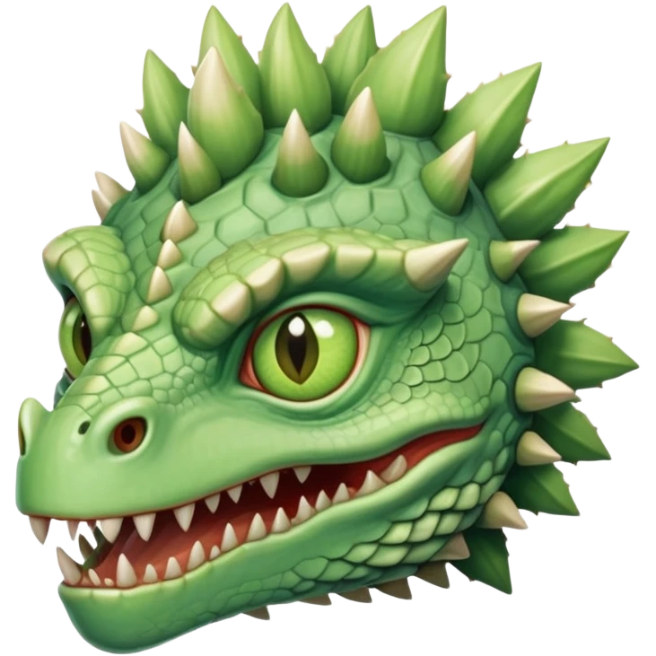 Spiny reptilian human face, warrior with bony scaly face, almond lime eyes emoji