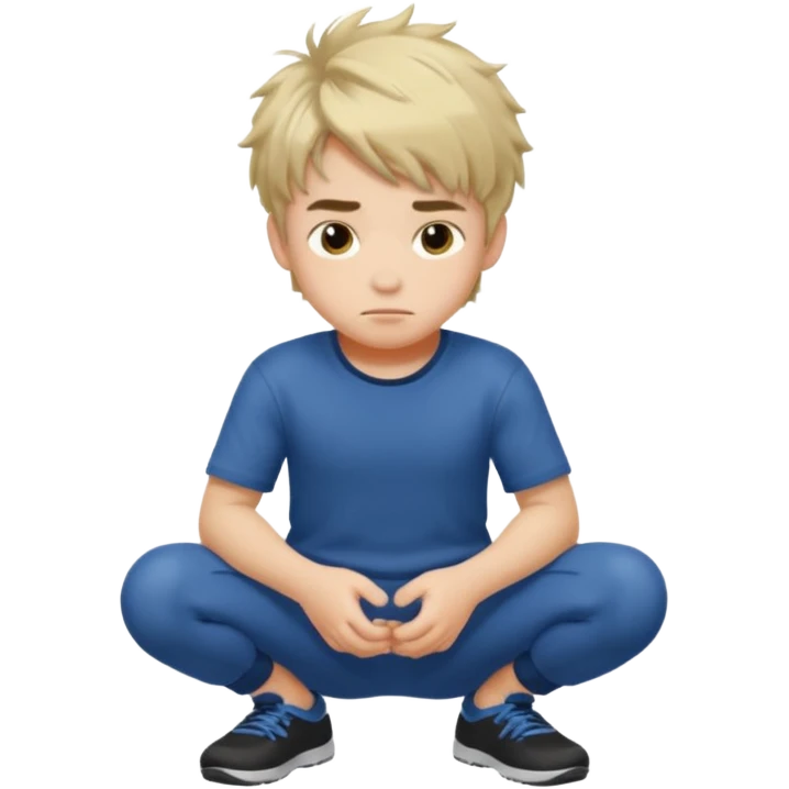 Kids male squatting  emoji