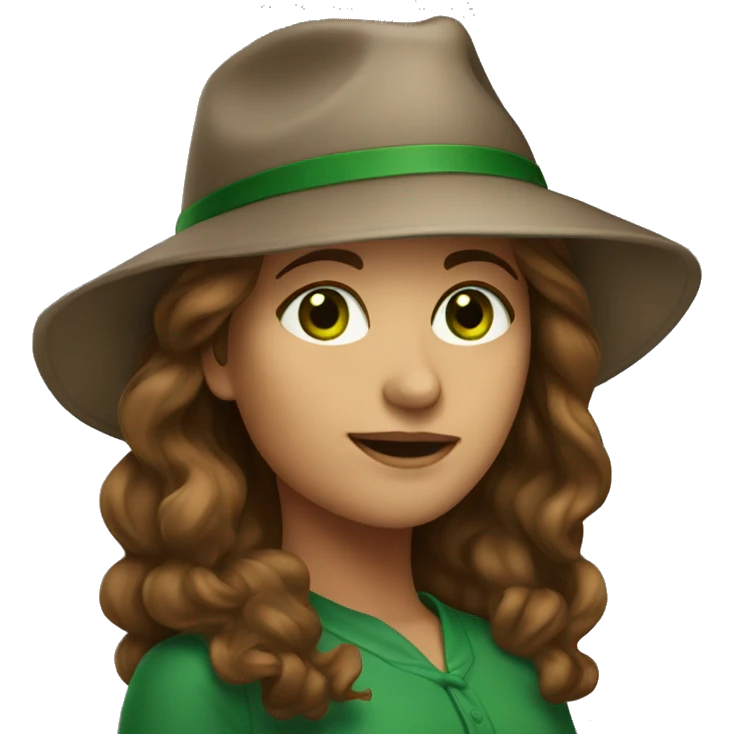 woman-brown-hair-green-eyes-university-hat emoji