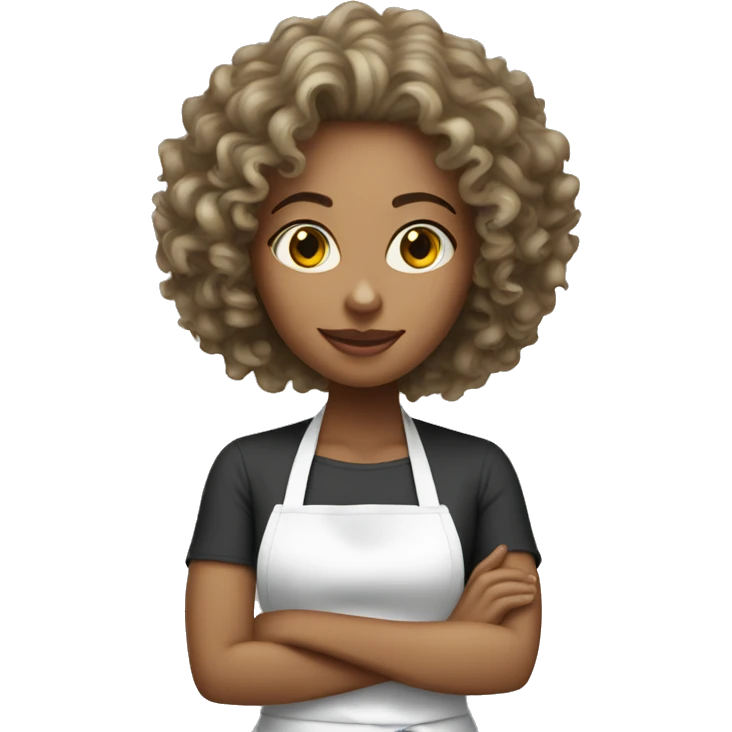 White woman curly hair cooking emoji