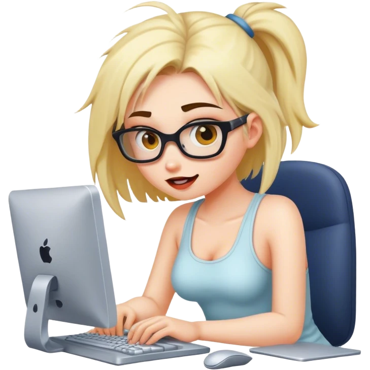 crazy girl working on a computer  emoji