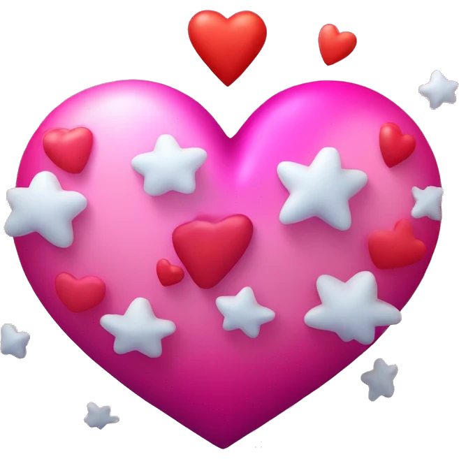 Create a custom emoji that combines the explosion shape of 💫 with the heart shape and pink/red gradient color of 🩷. The design should be modern, playful, and bold. Think of a heart-shaped burst of energy emoji