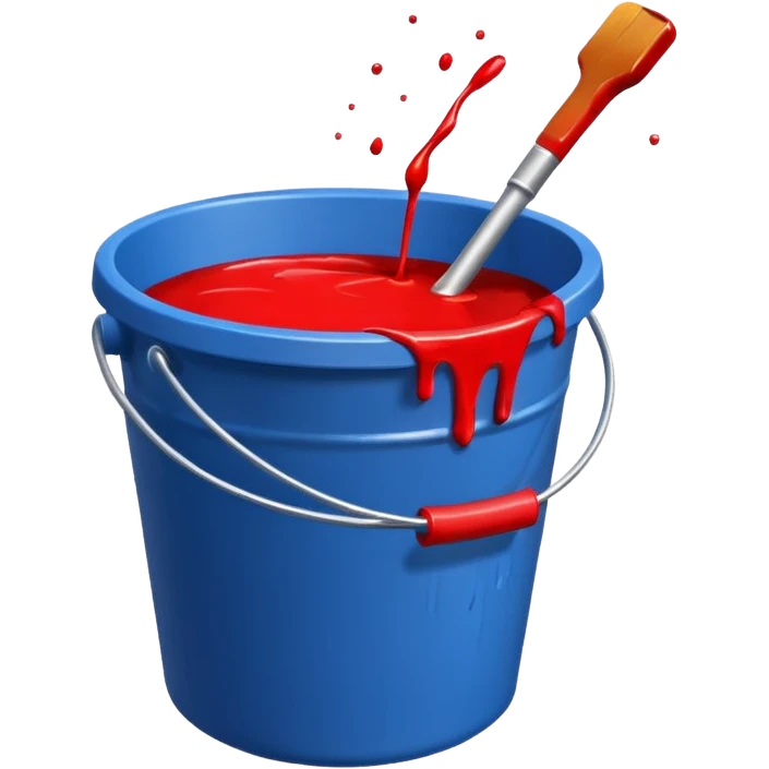 paint splatter, only bucket, spilled paint, red color. emoji