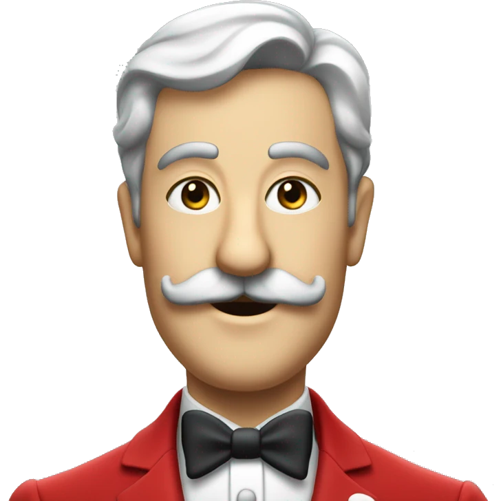 a butler in a red suit with a moustache invites you to come in emoji