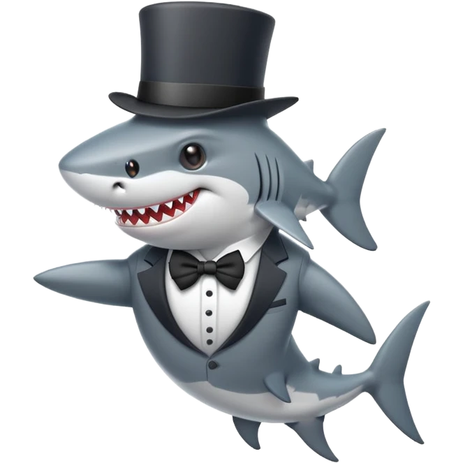 Shark with a top hat emoji
