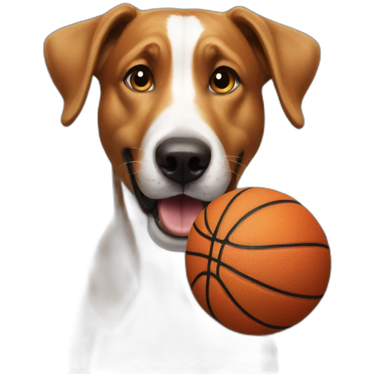 surprised dog with a basketball emoji
