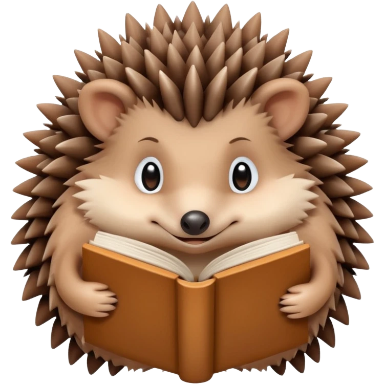 The hedgehog hugs the book emoji