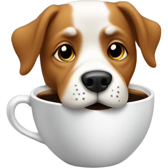 a dog drinking coffee emoji