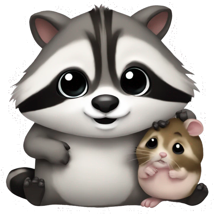 Racoon and hamster hugginh emoji