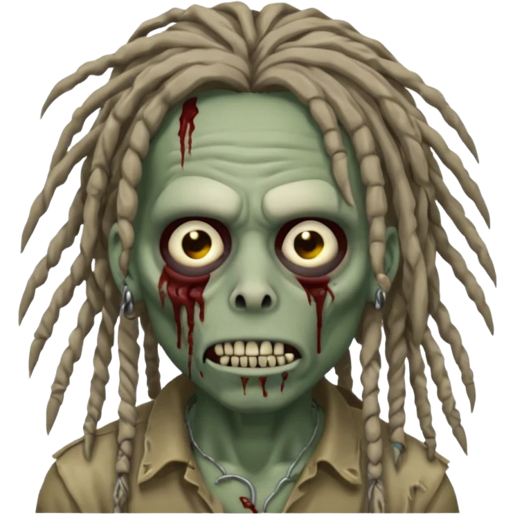 create zombie with dreadlocks have some of the drealocks cover his face now add a nose ring emoji