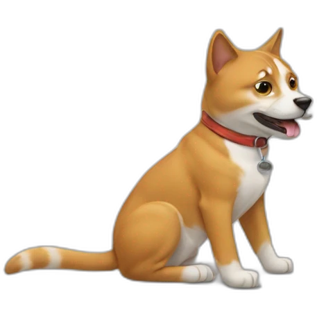 Un chat sur un chien emoji