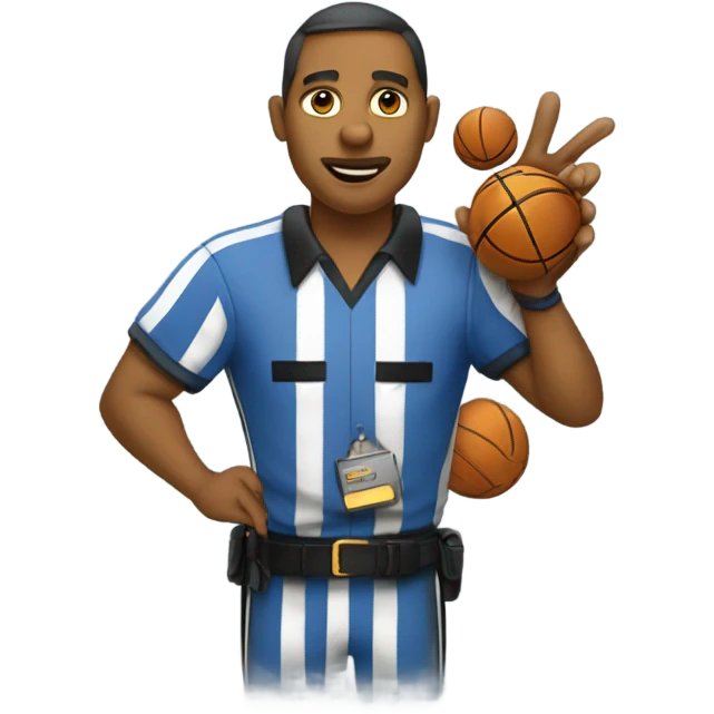 Gold and blue bloodhoundas a basketball referee.  emoji