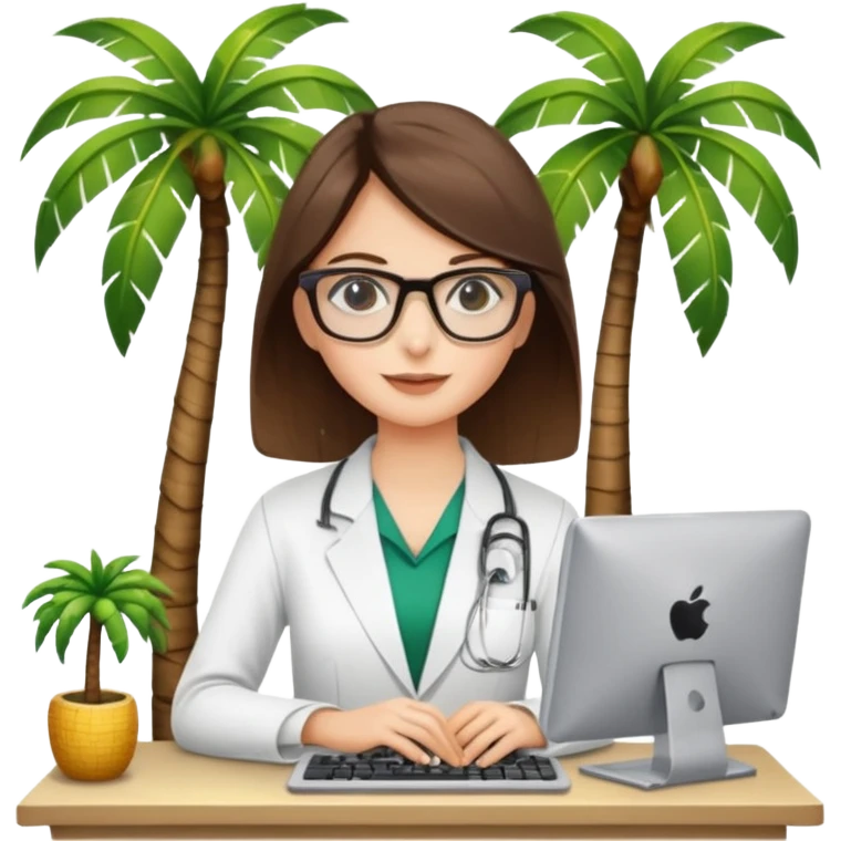 nutricionist with one computer palm tree  emoji