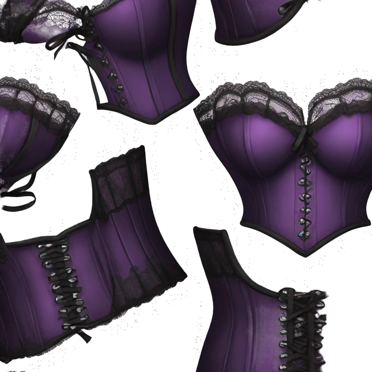 Black purple corset with lace and bow emoji