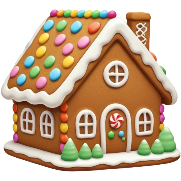 cute gingerbread house cookie with white icing emoji