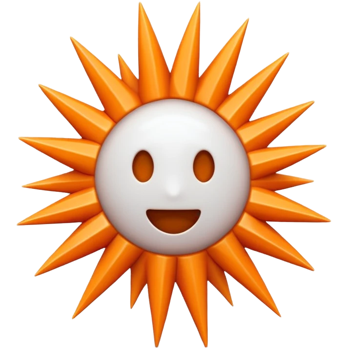 iOS-style 3D emoji: abstract jagged burst with sharp spikes, bright white center fading to soft orange, subtle shadows and glossy highlights, conveying sudden impact; no faces, no text, no yellow emoji faces emoji