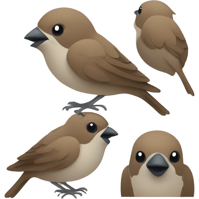 head of cute sparrow with a simple and flat design emoji