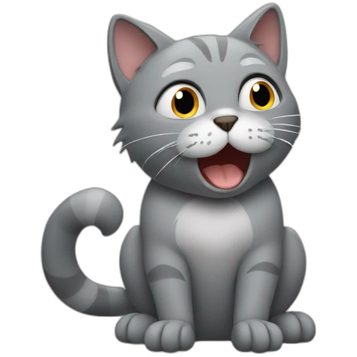A grey cat throwing up emoji